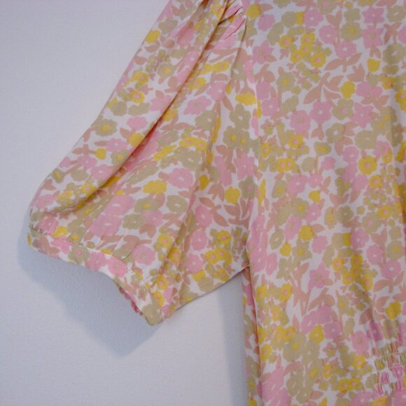 Faithful The Brand Beline Midi Dress Ida Floral Print Pink Yellow Flowy Medium - Picture 9 of 16